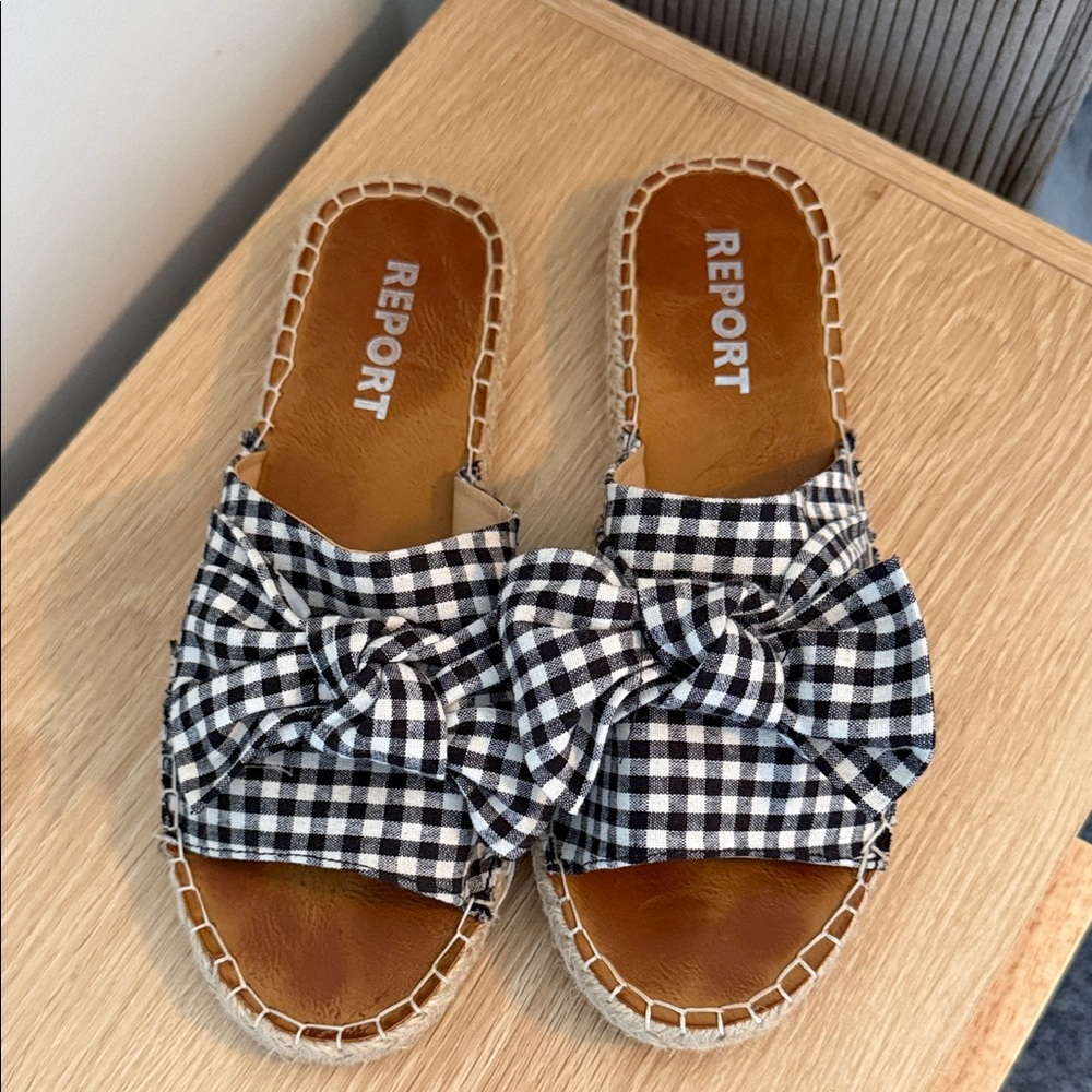 Report Gingham Espadrille Slides